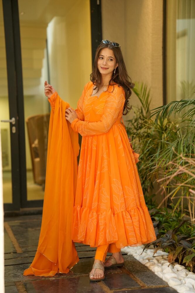 Marigold Gown Anarkali Readymade Suits Catalog